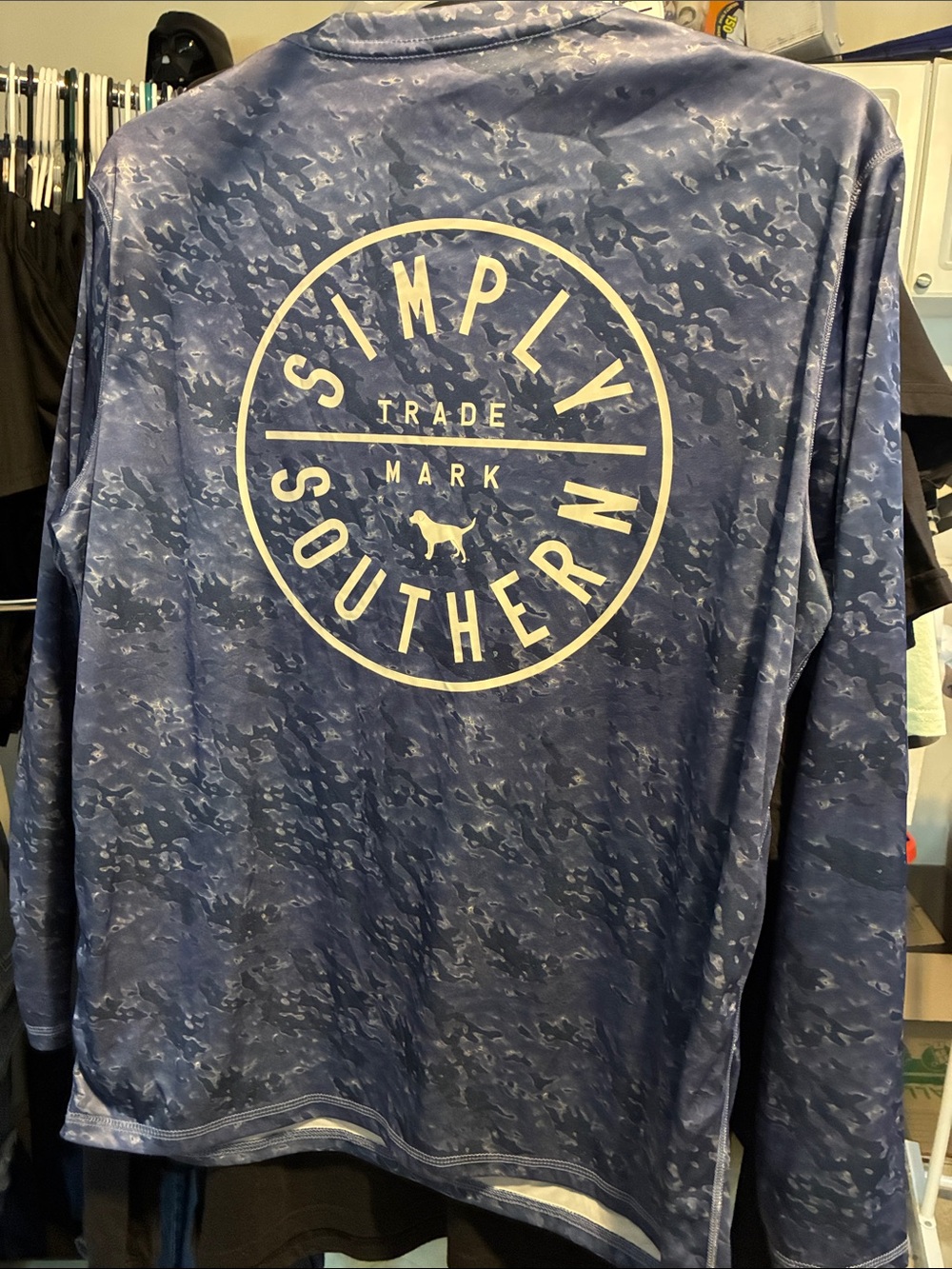Simply Southern Men's Long Sleeve Navy Camo Performance Shirt